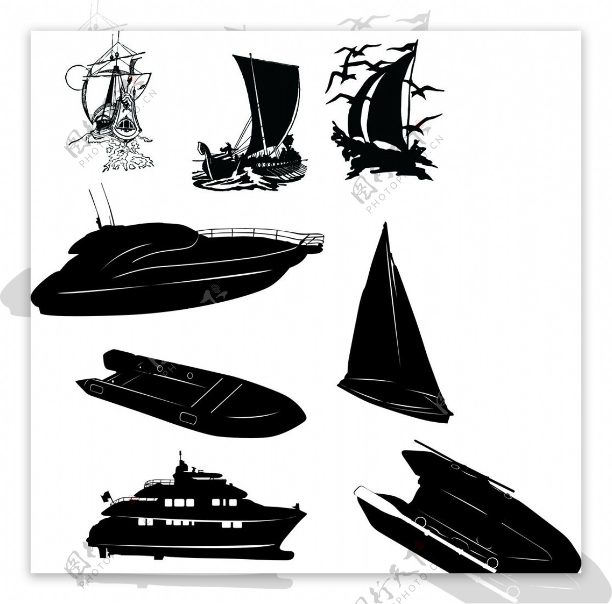 帆船矢量图片
