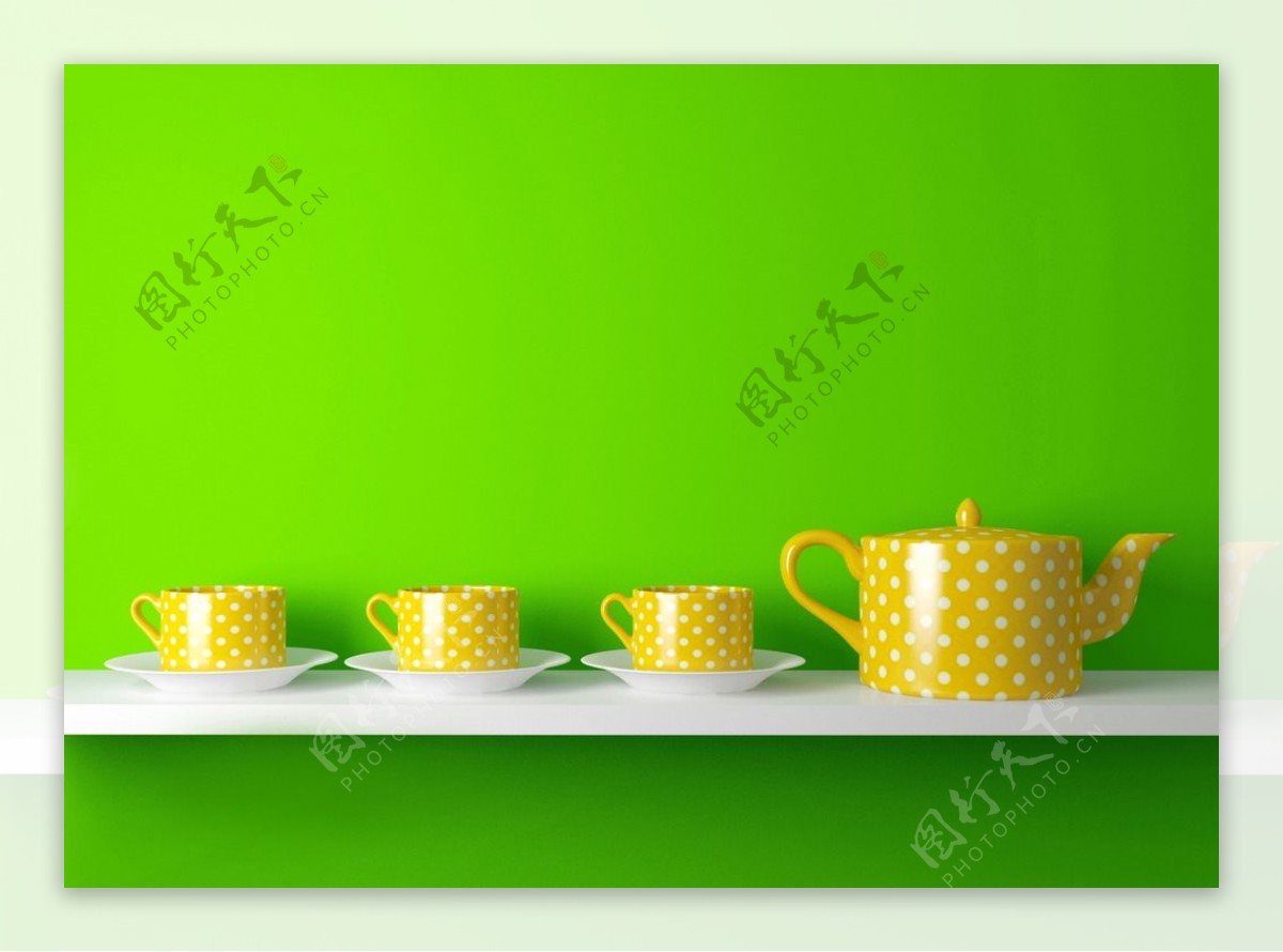 黄色茶具套装图图片