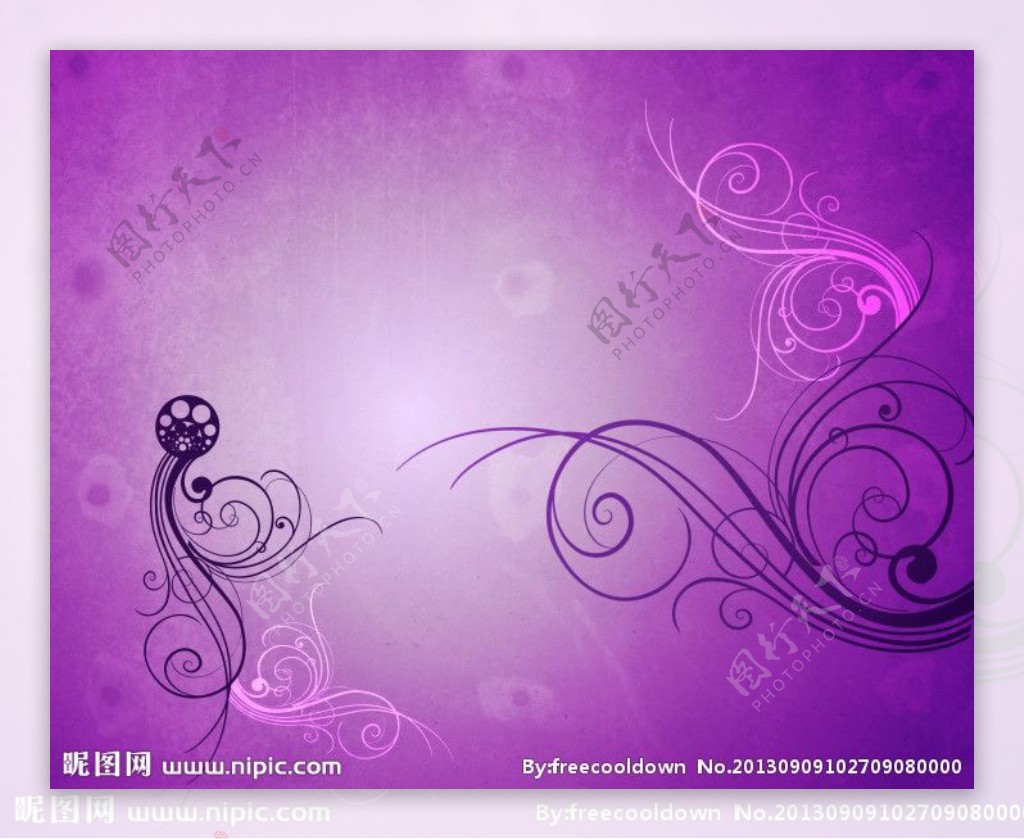 紫色花纹展开素材