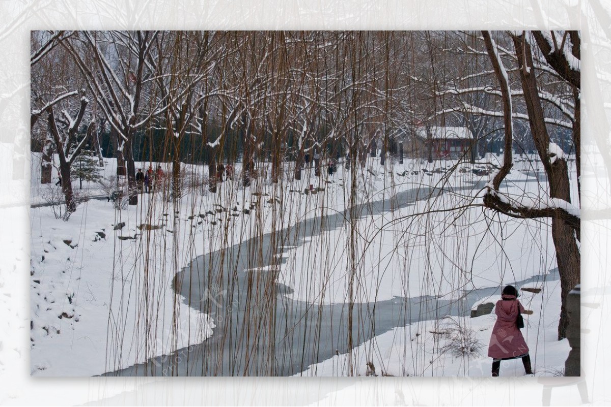 颐和园织耕图雪景图片