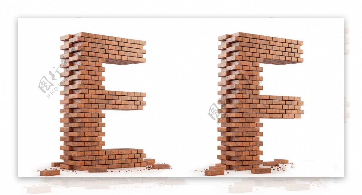 字母砖墙字EF图片