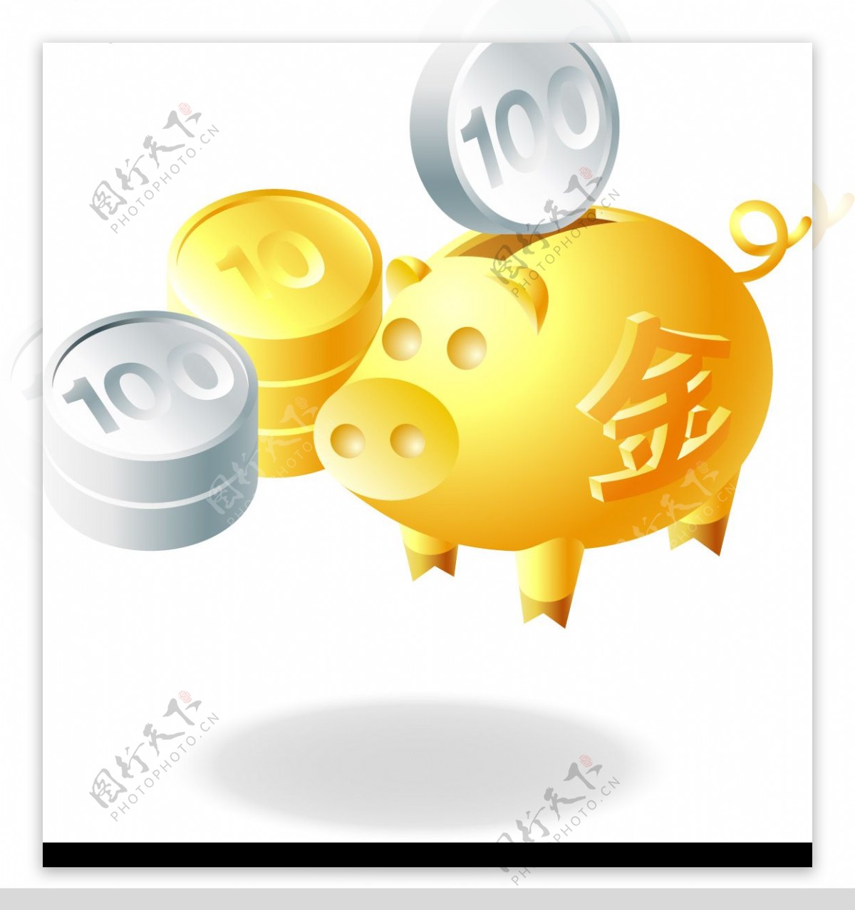 金猪存钱罐矢量图图片