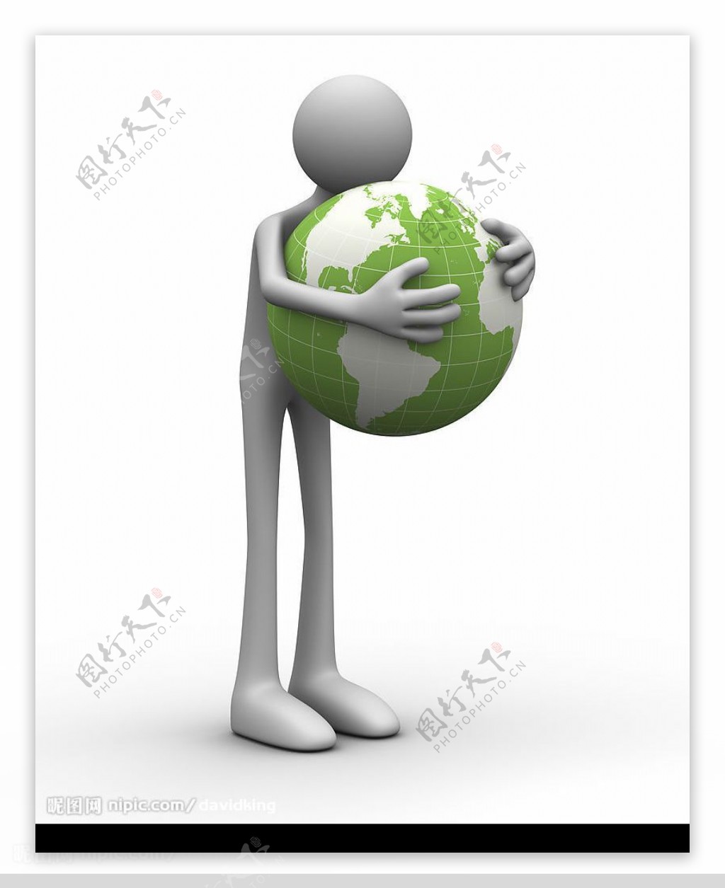 3D小人抱地球图片