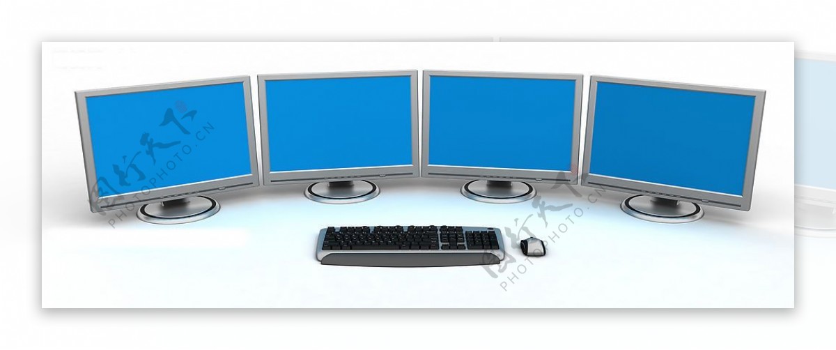 3D显示器和鼠标键盘图片