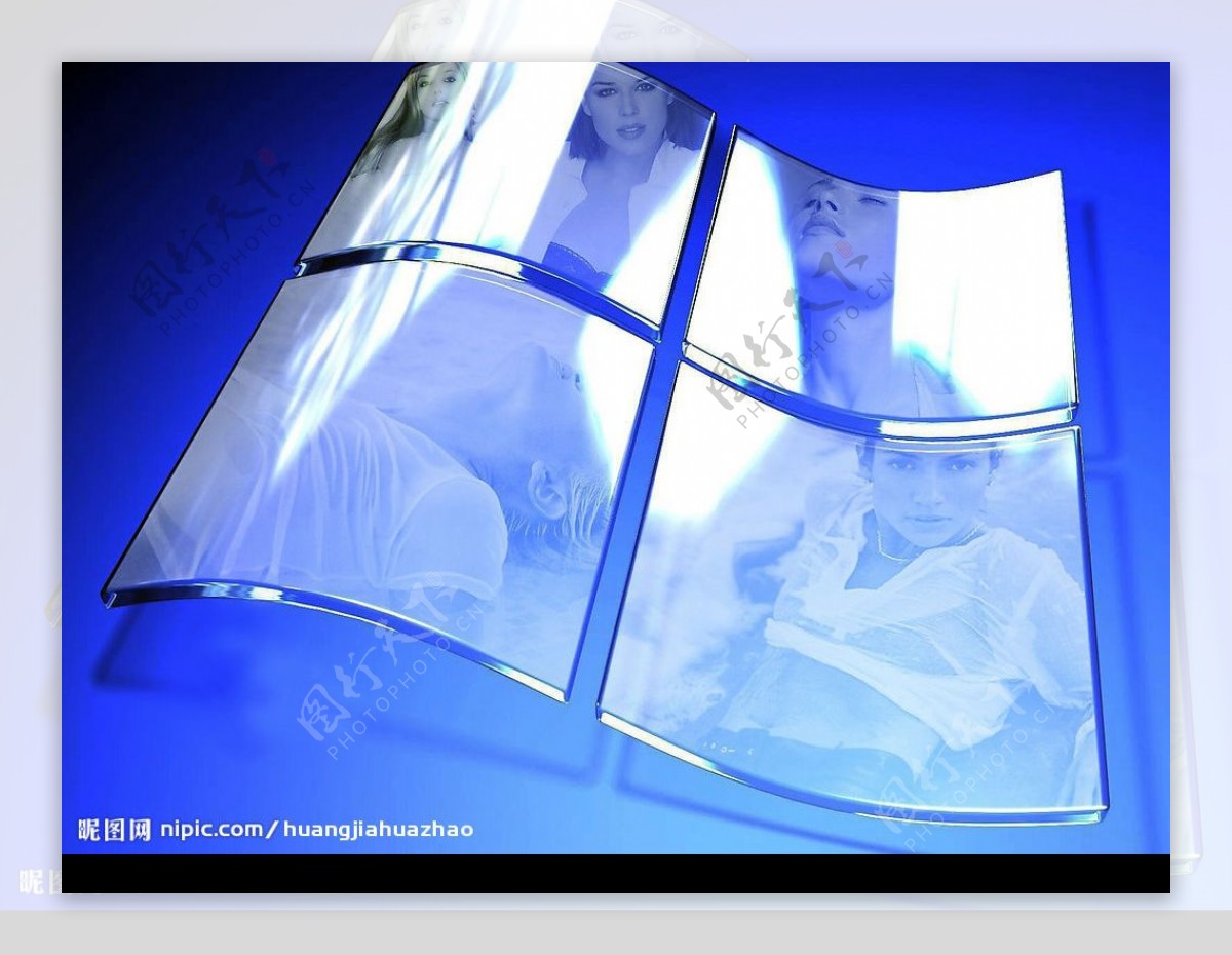 玻璃Windows视窗人物影象图片