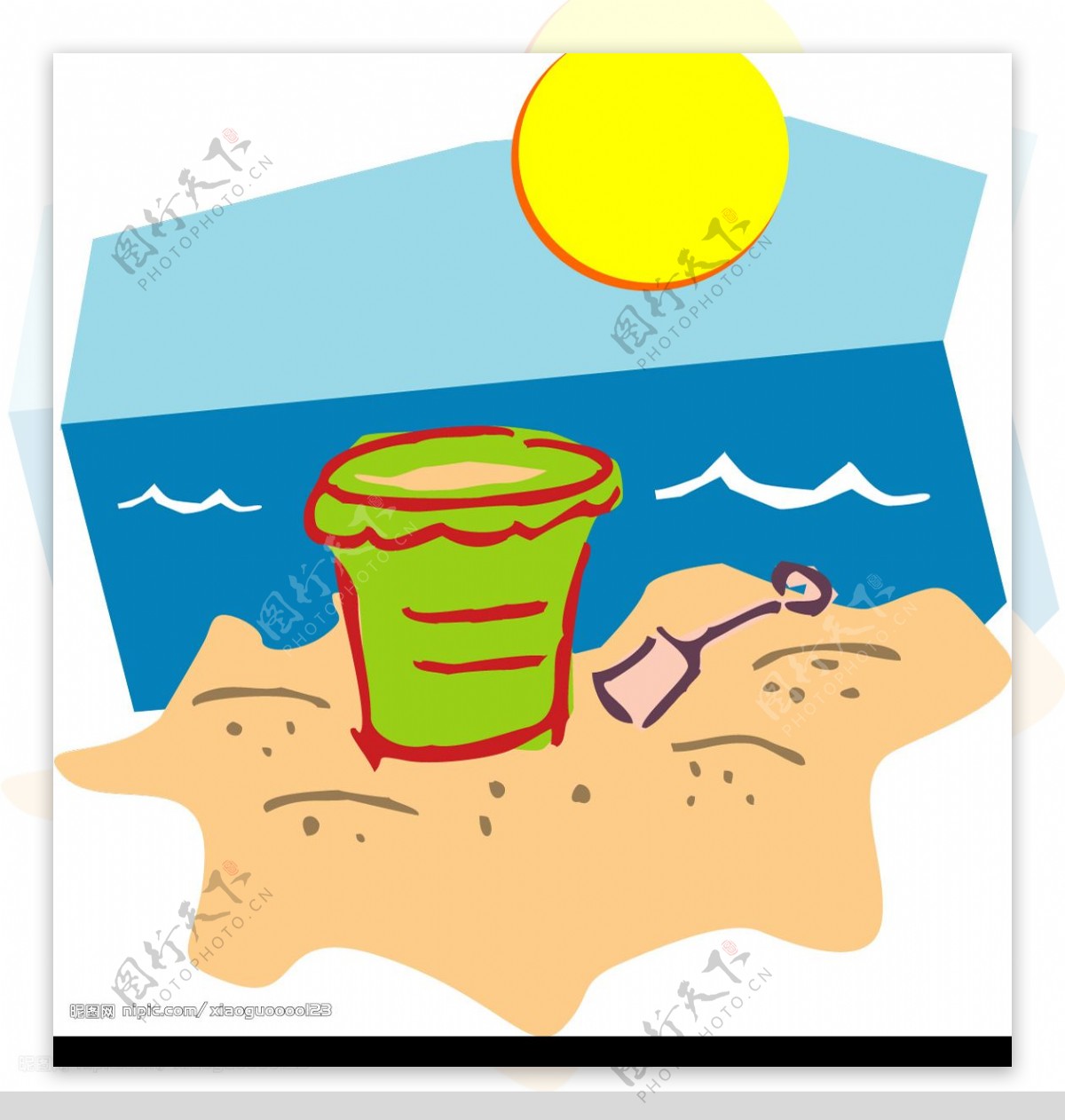 沙滩海水小桶铲子图片