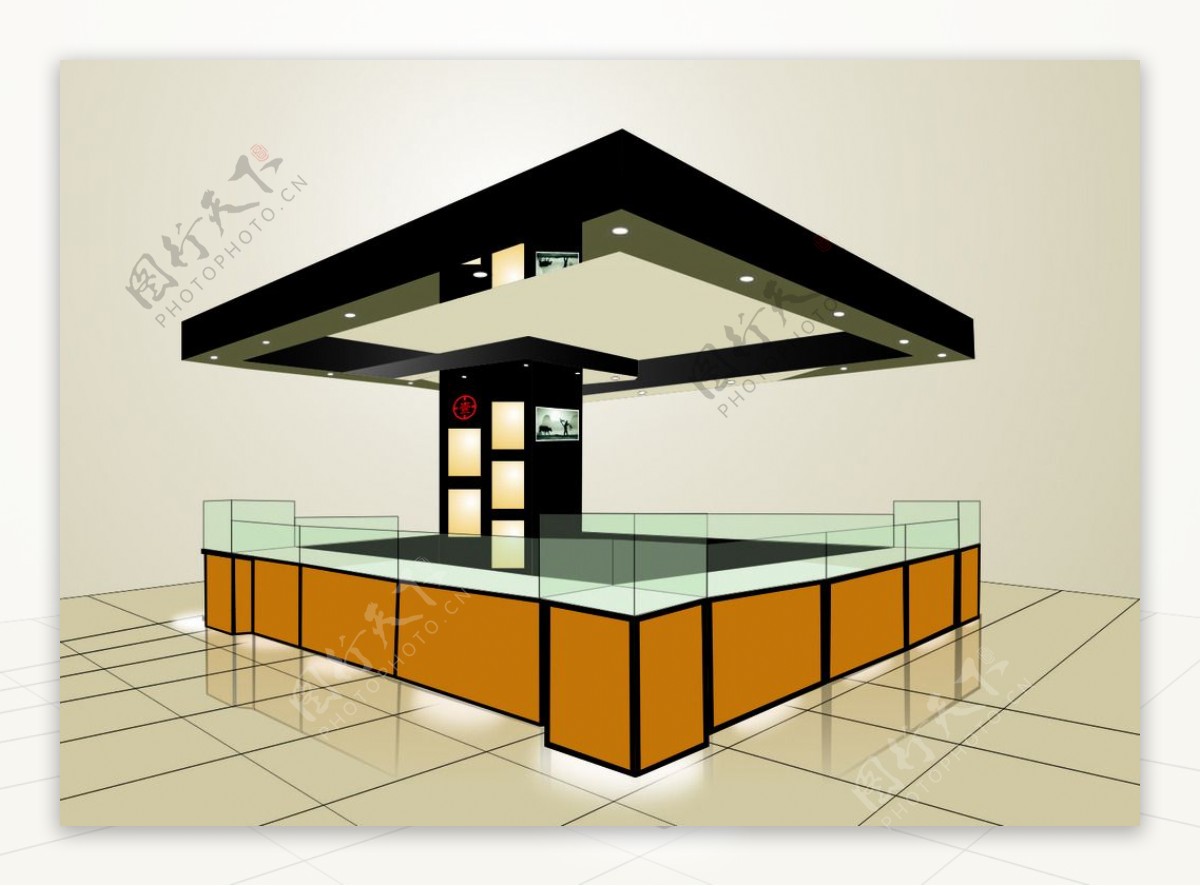 商场珠宝柜台3D效果图图片