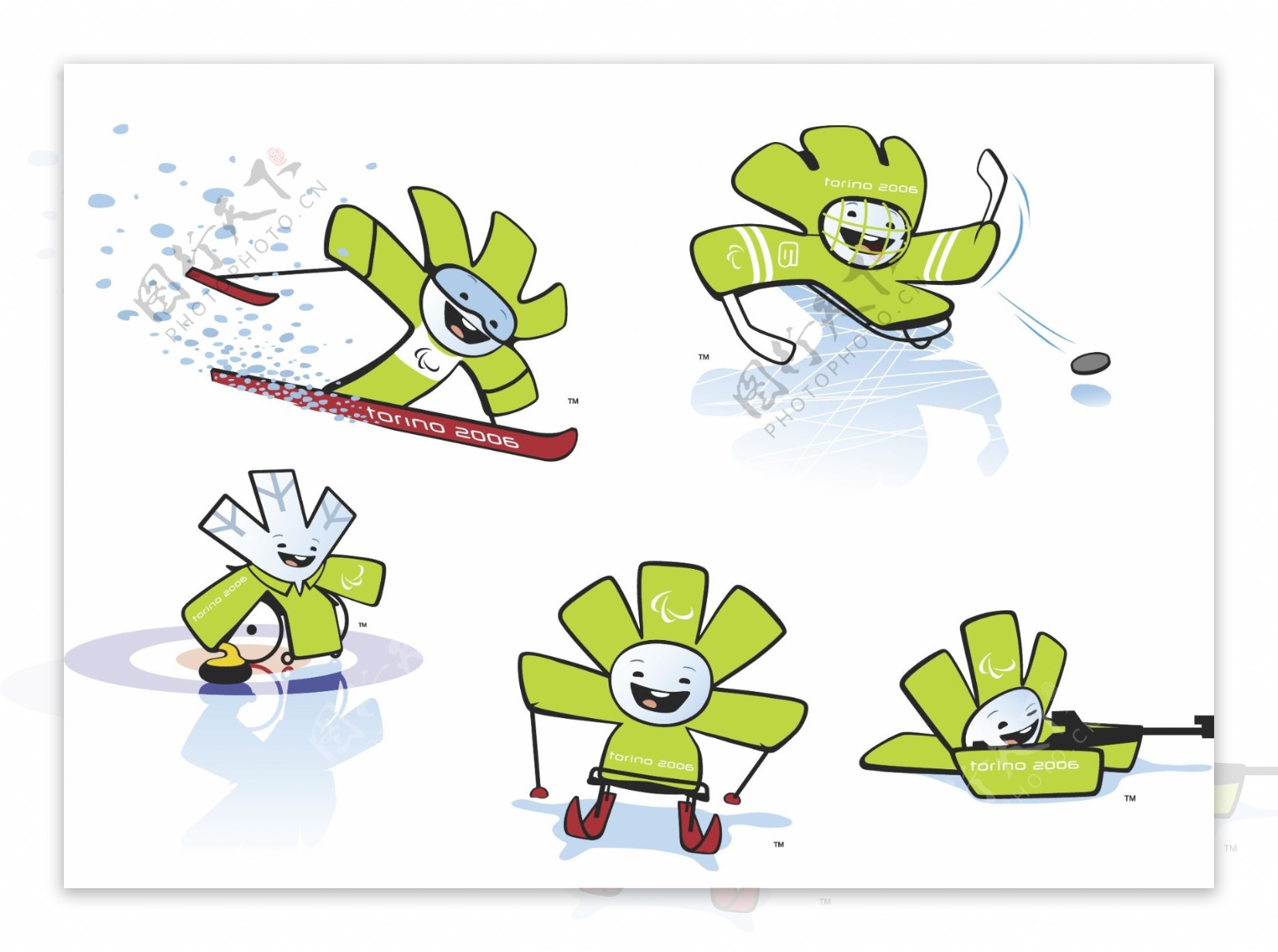 都灵冬季残奥会吉祥物运动造型图片