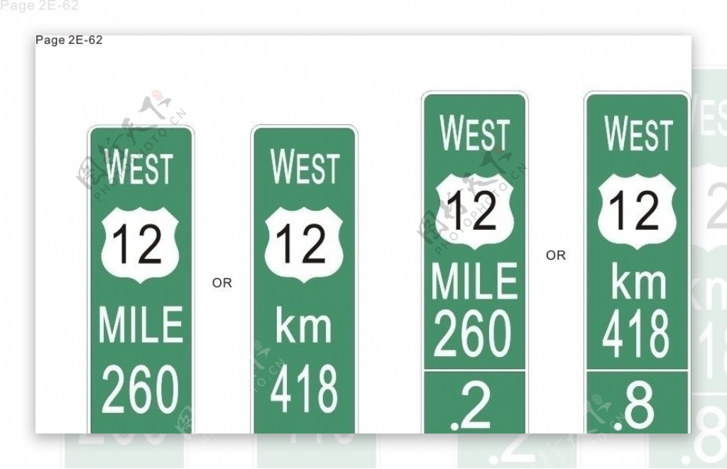 北美快速路指路标志标准图片