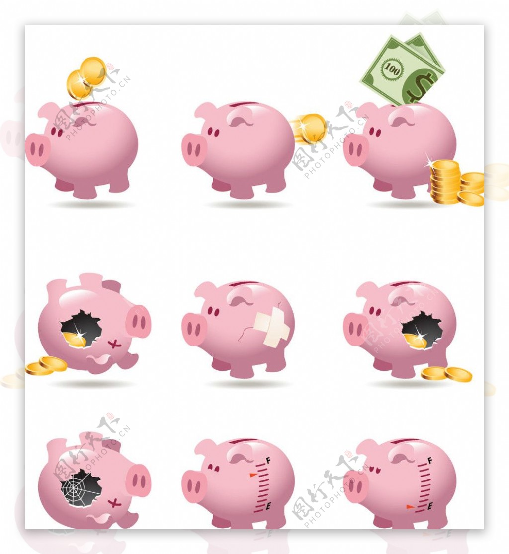 手绘小猪存钱罐素材图片下载-素材编号06659000-素材天下图库