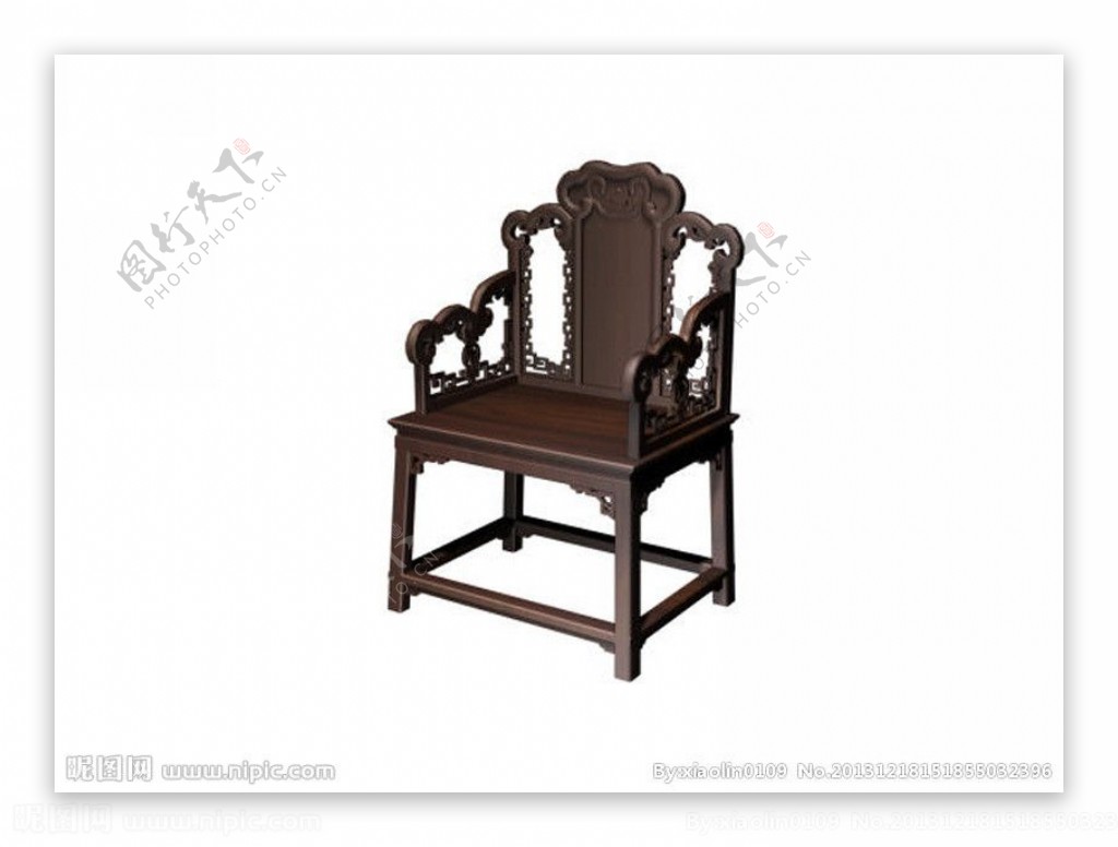 中式太师椅模型图片
