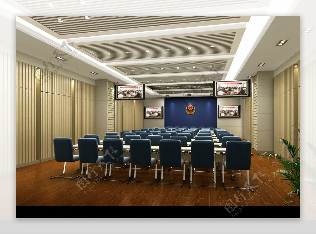 大型电视电话会议室3D模型图片
