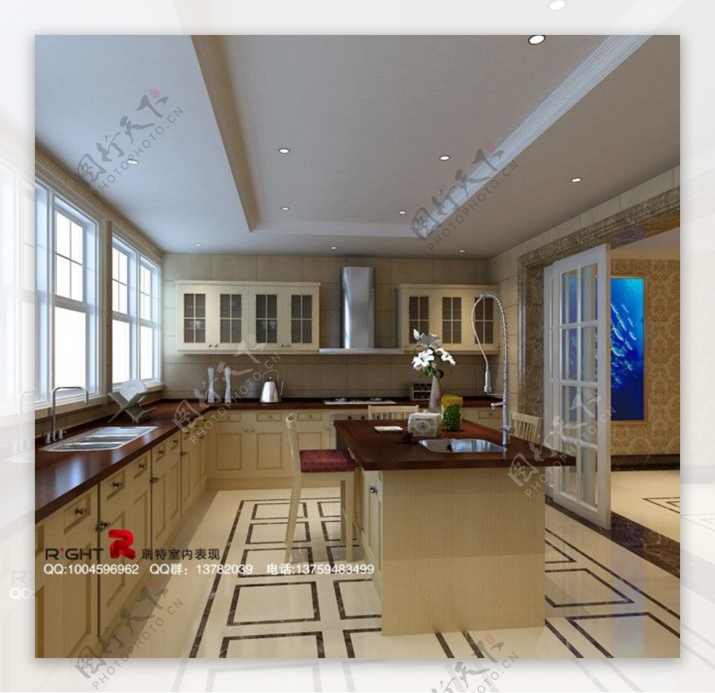 厨房橱柜3dsmax室内设计模型vray带全部贴图图片