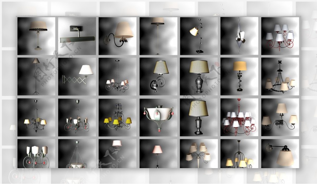 多种精美室内灯具模型图片