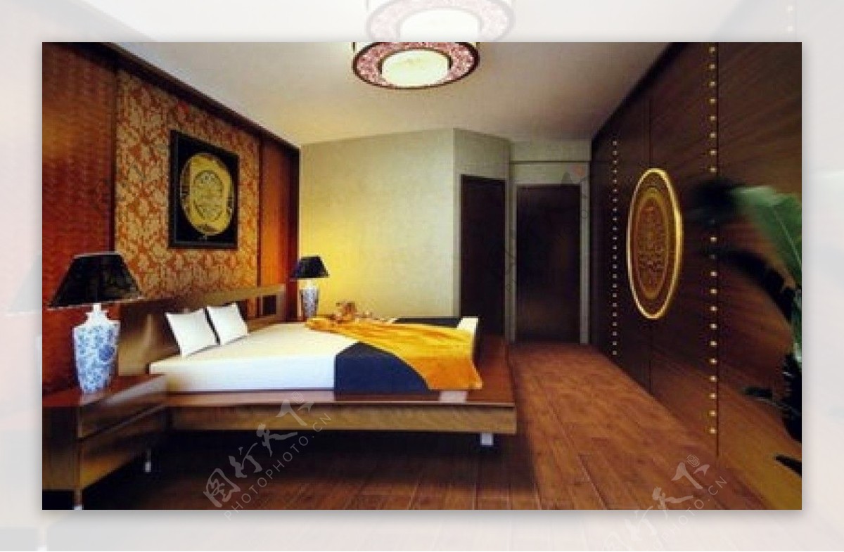 传统中式卧室3D模型含材质图片