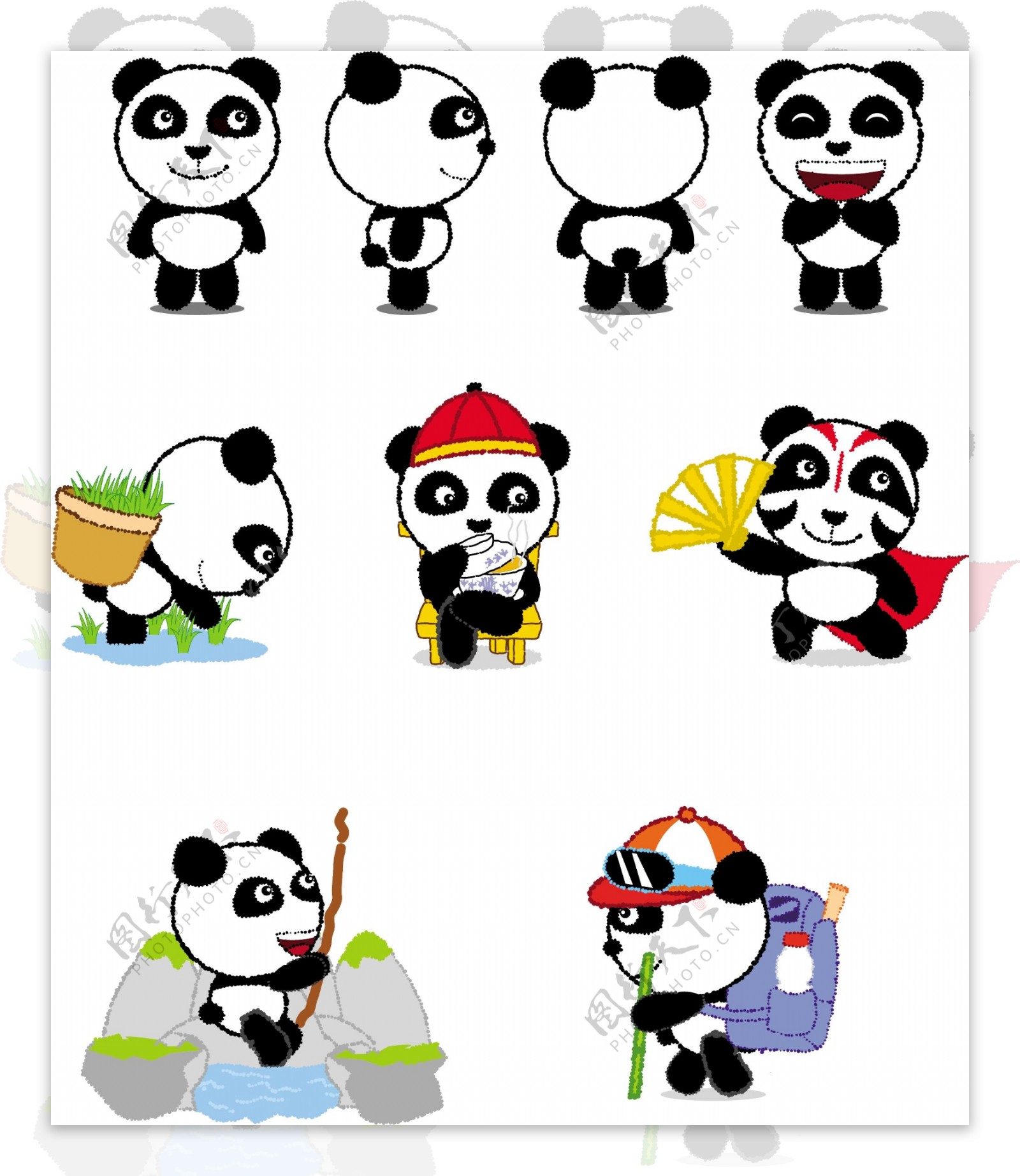 可爱熊猫形象矢量图图片