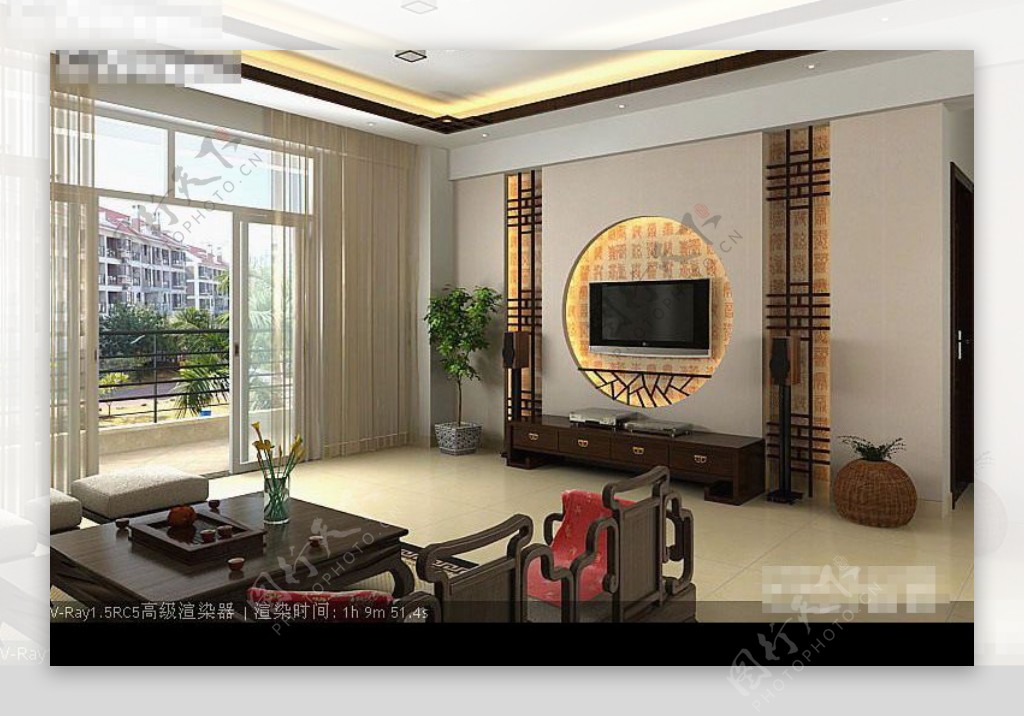 中式客厅模型贴图全图片