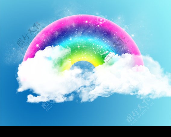 可爱彩虹云朵壁纸psd分层素材图片