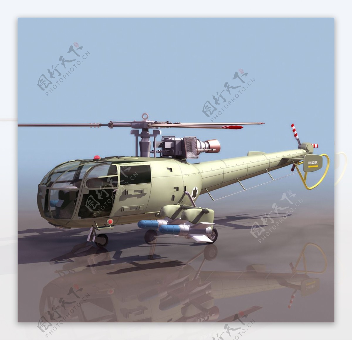 ALOUETTE直升机3d模型图片