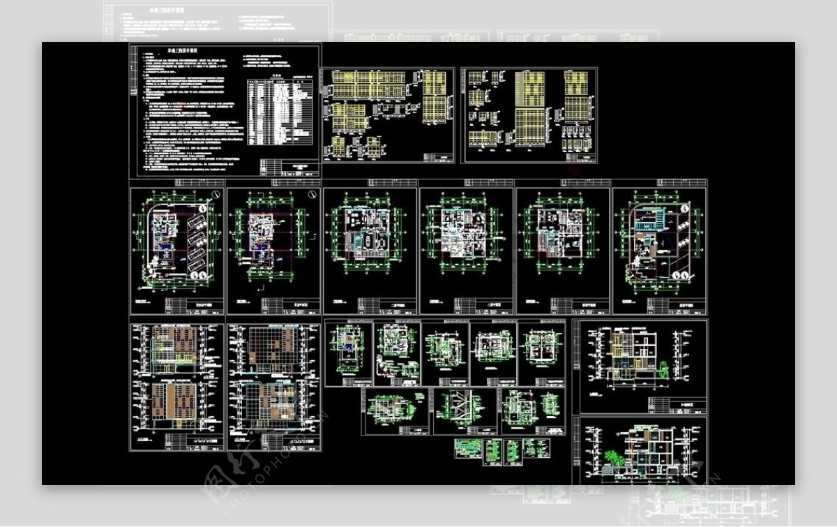 CAD别墅全套建筑施工设计素材图片