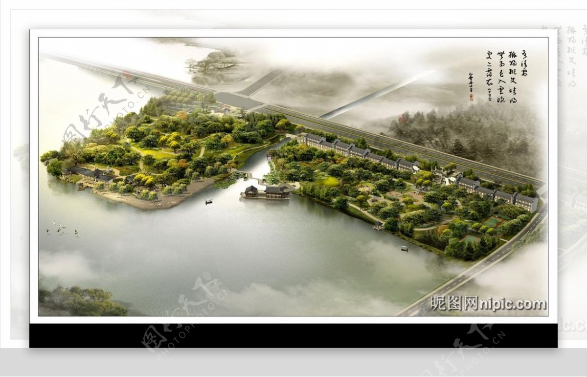 中国传统山水园林设计PSD素材图片