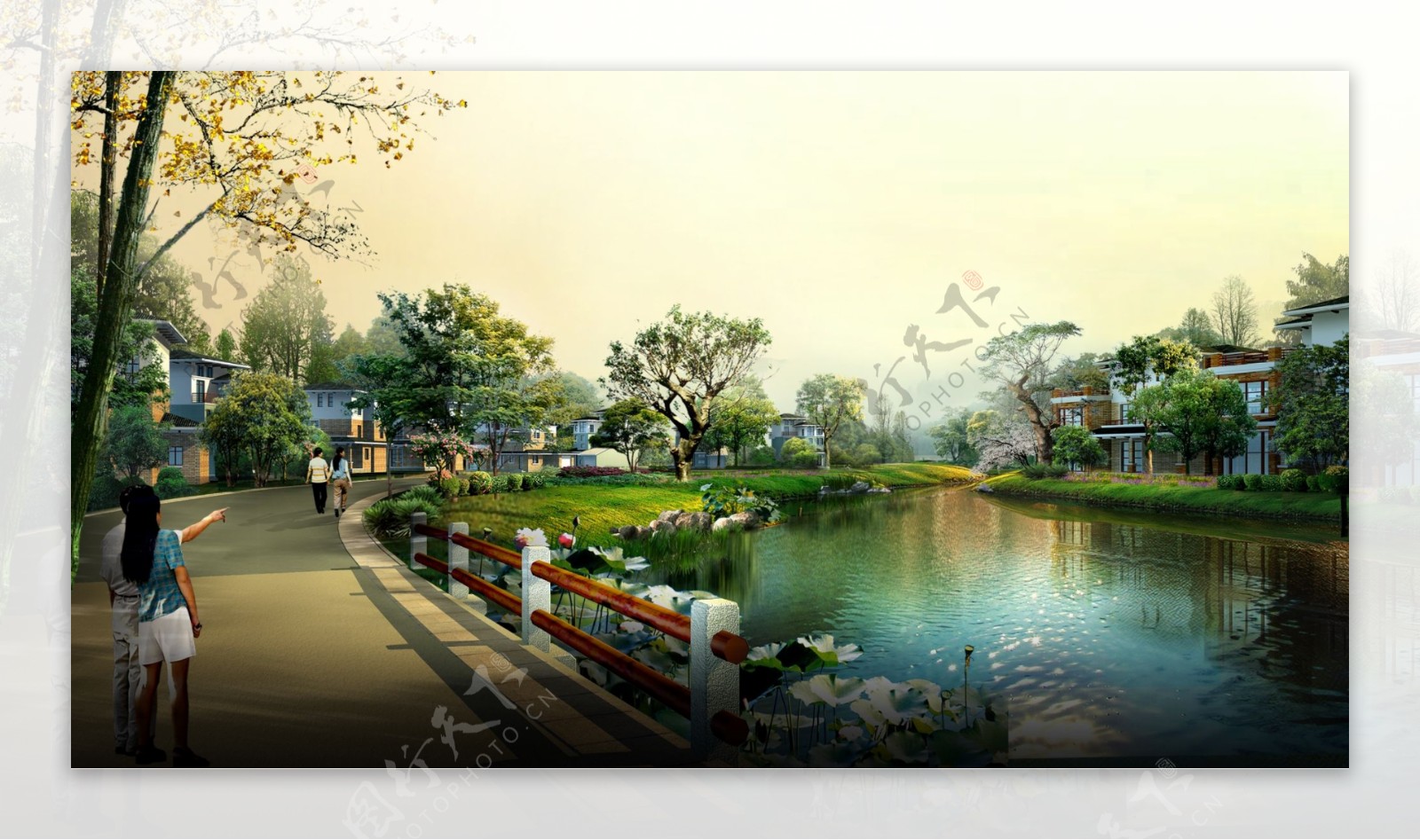 河边别墅环境设计图片