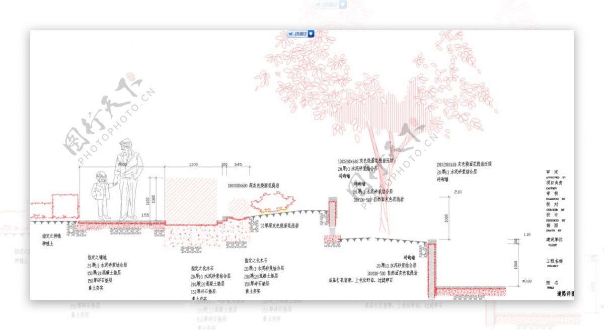 公园景观道路断面图片