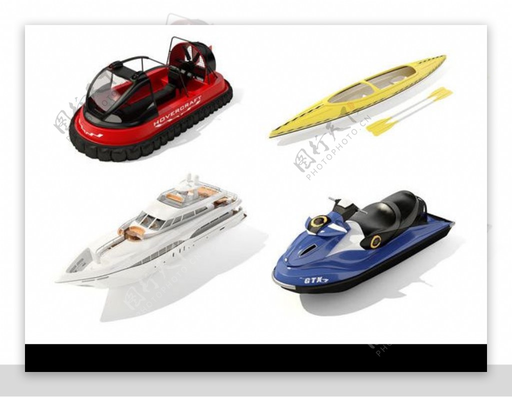 摩托艇游艇独木舟充气船3d模型图片