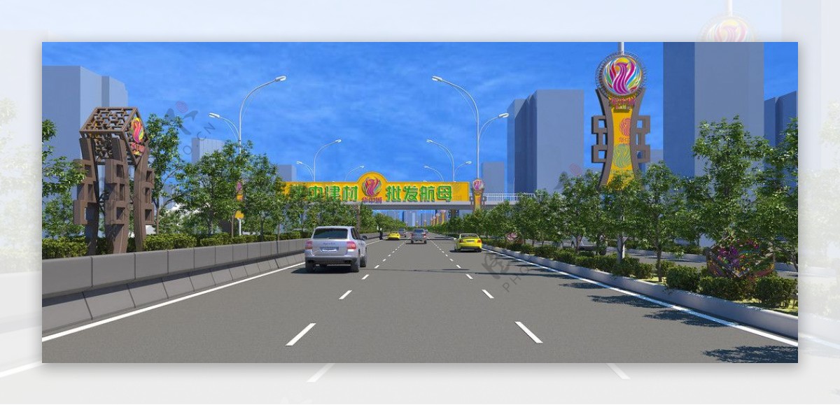 3D道路场景设计图片