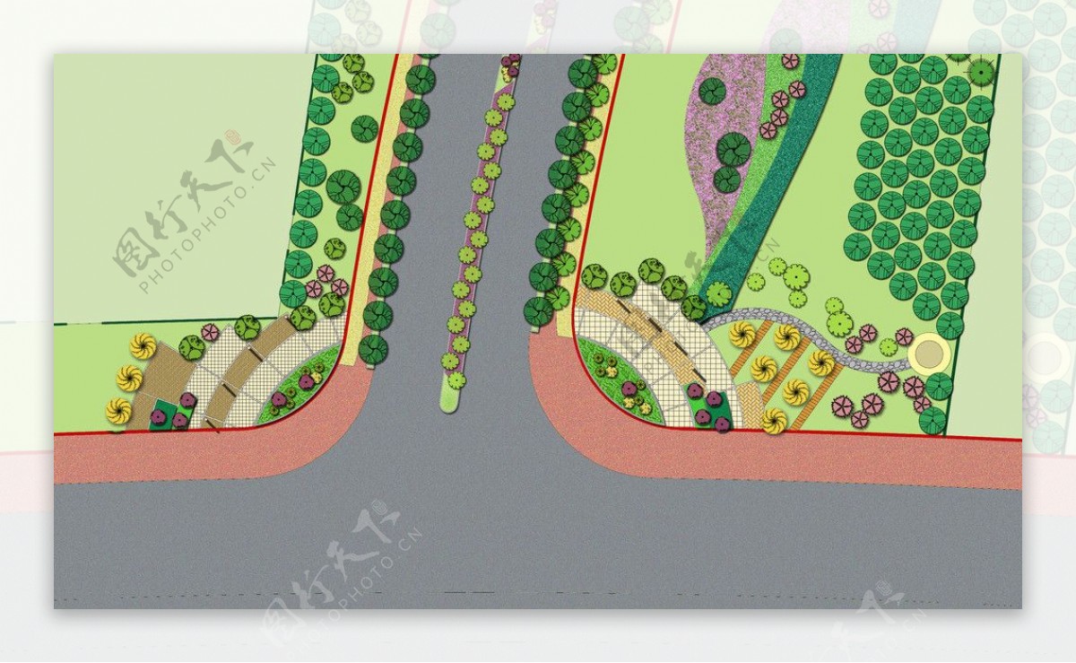 道路岔路口节点设计图片