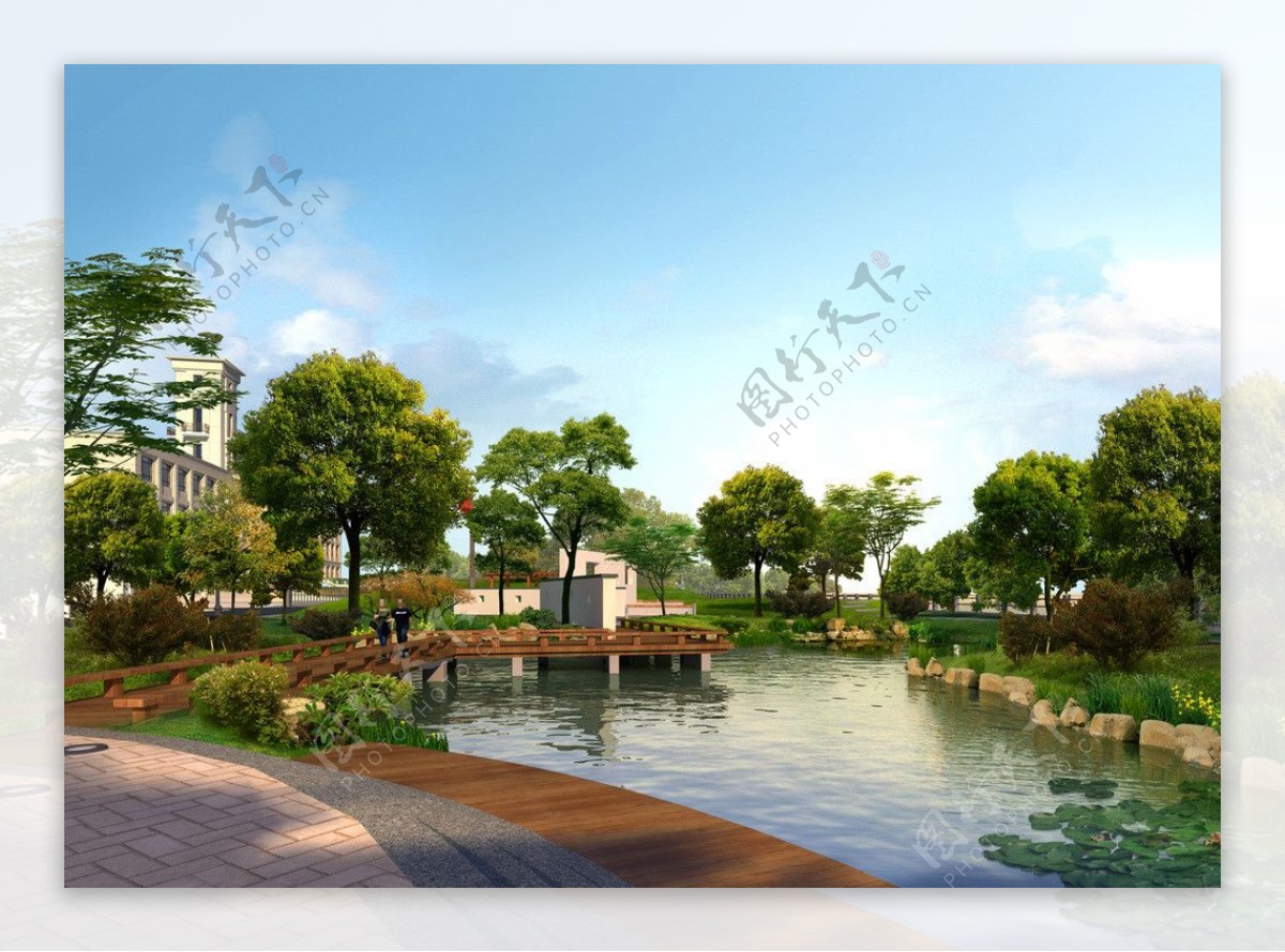 池塘美丽环境景观设计图片