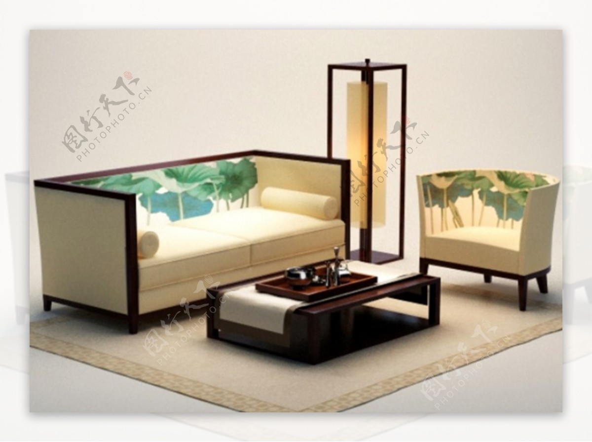 中式沙发3D模型图片