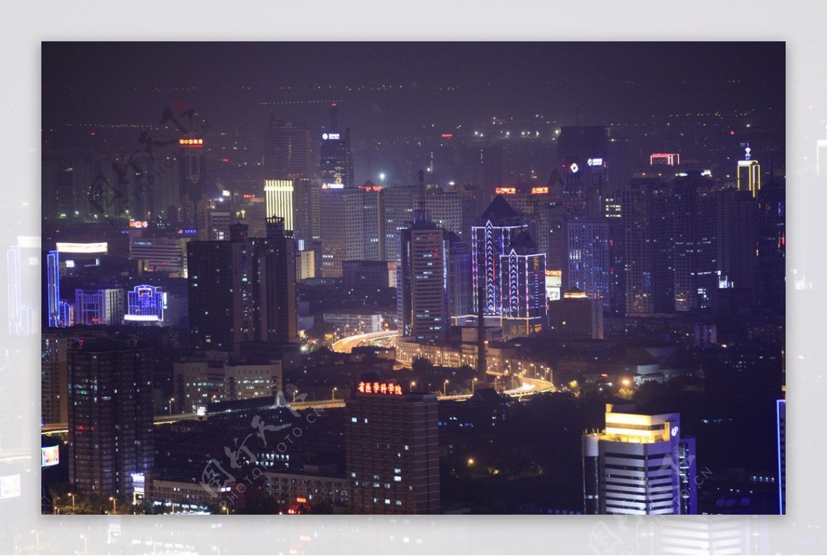 济南夜景高架桥灯光图片