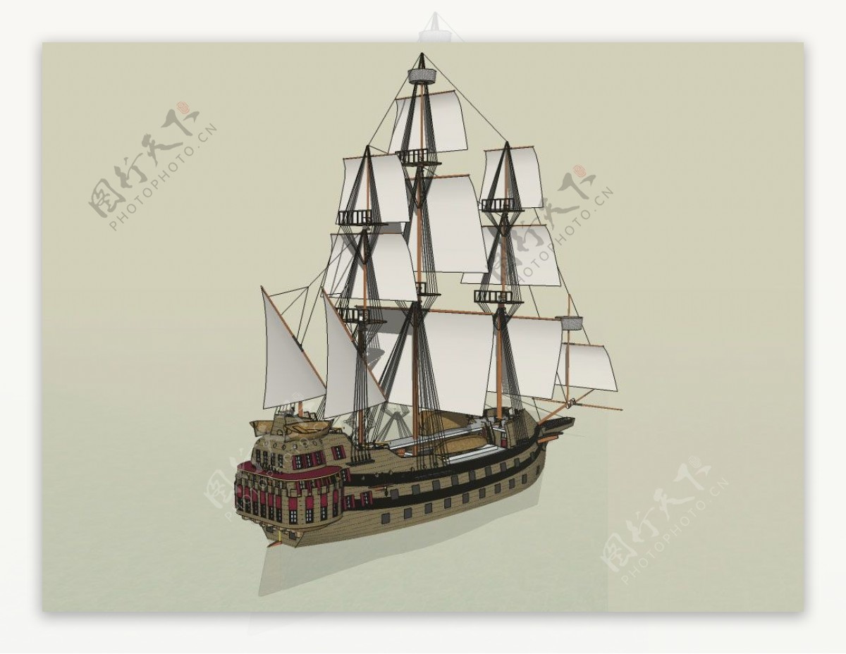 古典帆船3D模型图片
