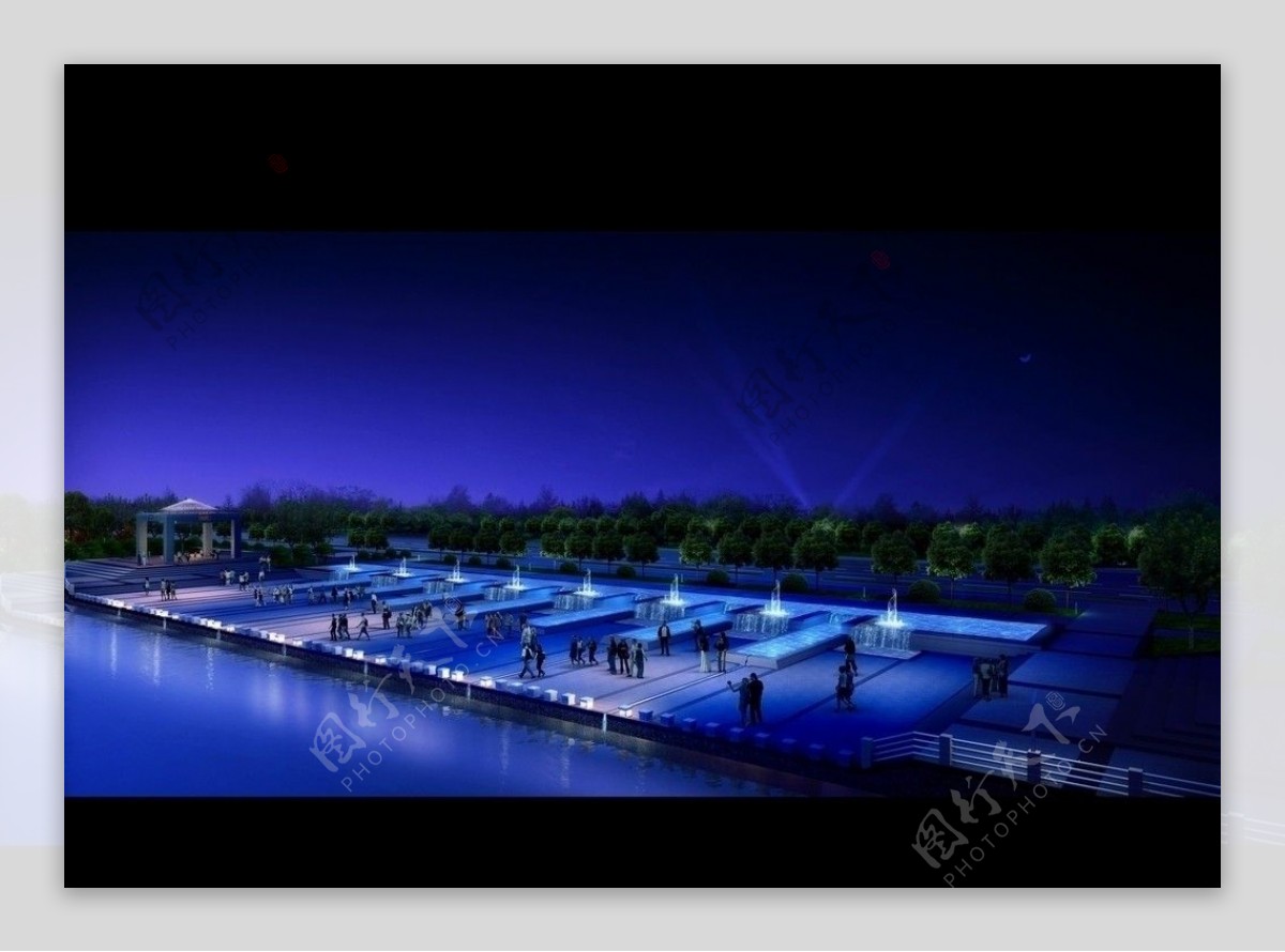 滨江公园夜景景观效果图图片
