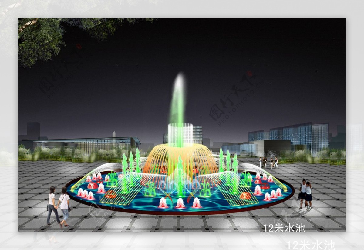 3D喷泉设计效果图图片