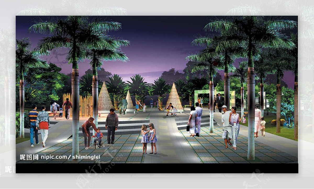 城市广场设计公园园林设计夜景图片