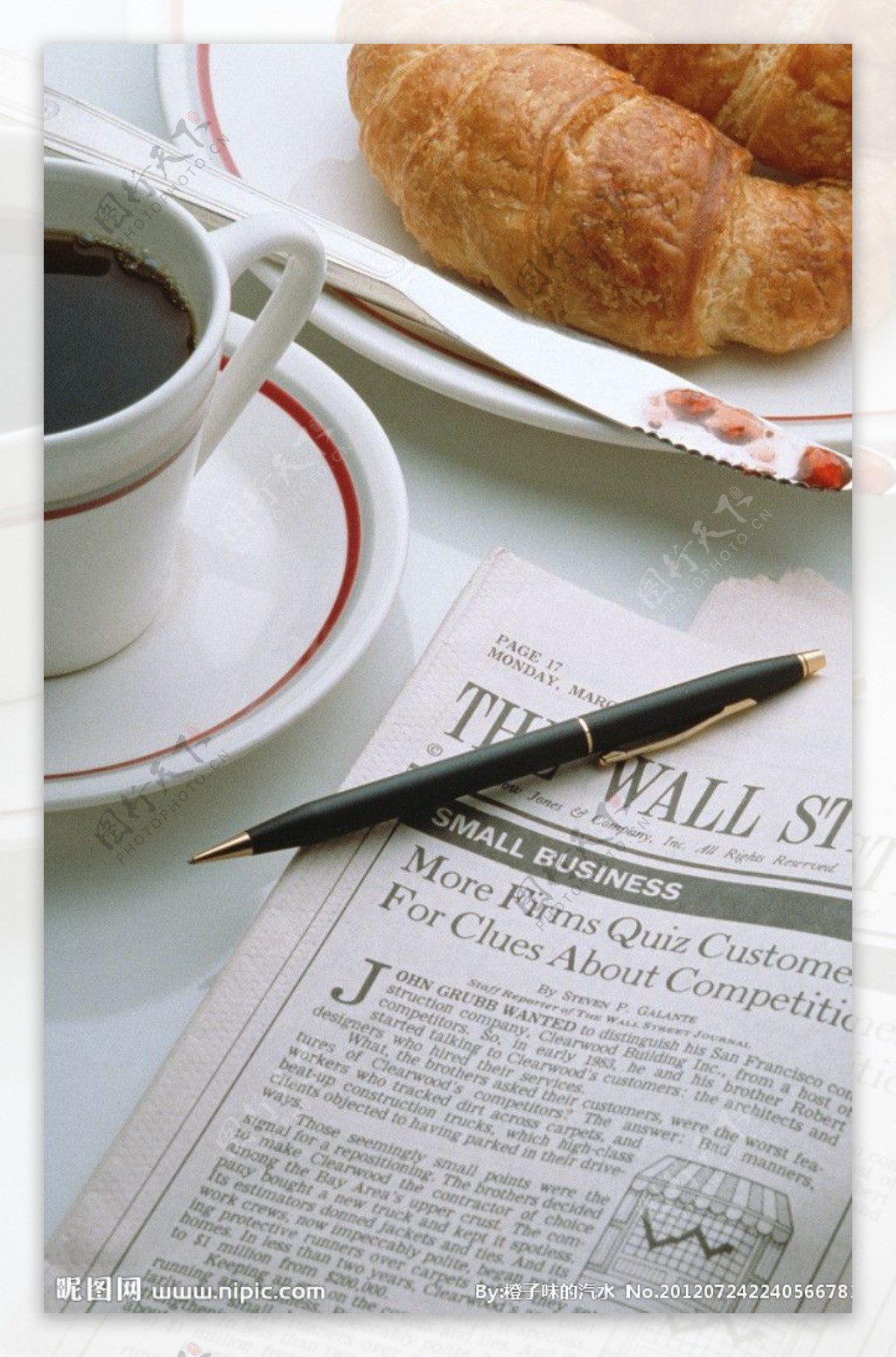 咖啡美食报纸商务场景图片