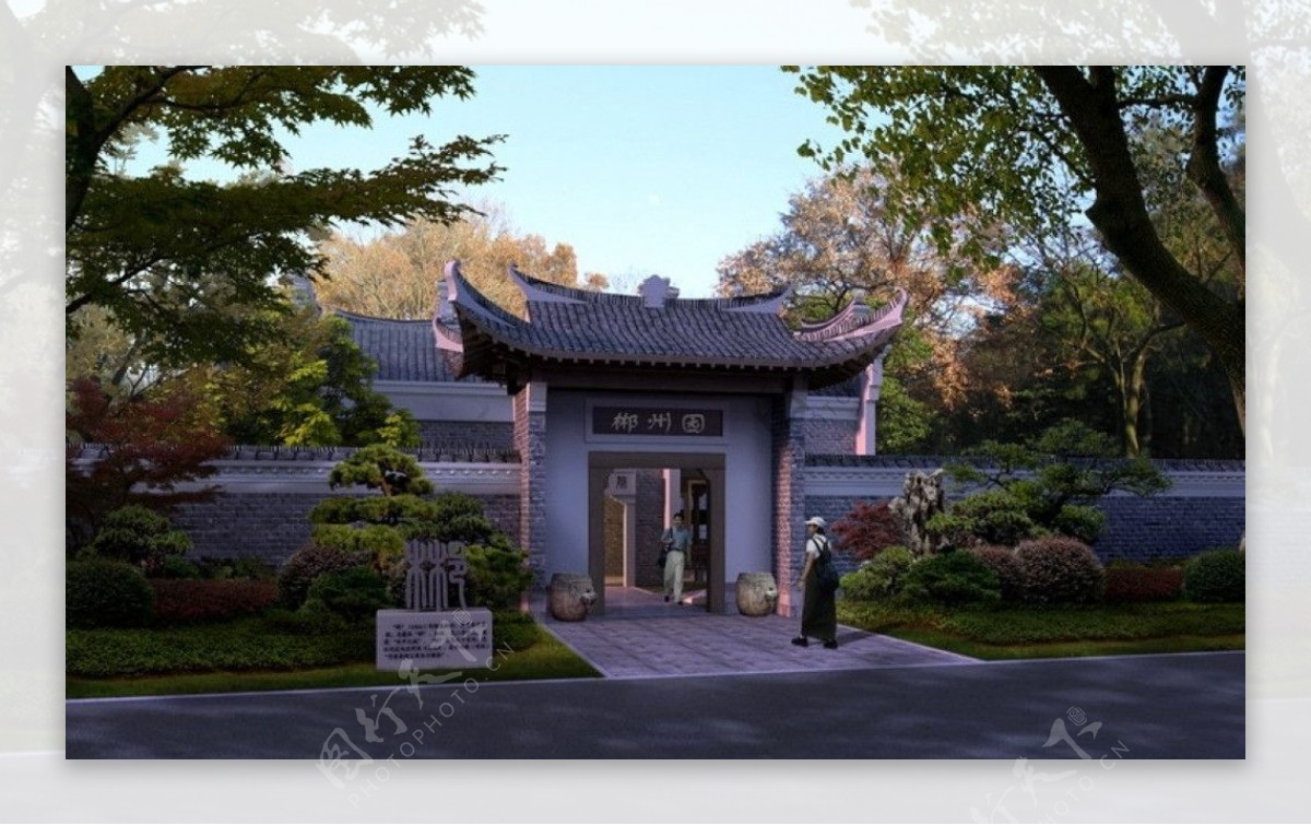 中国古典园林风景区效果图图片