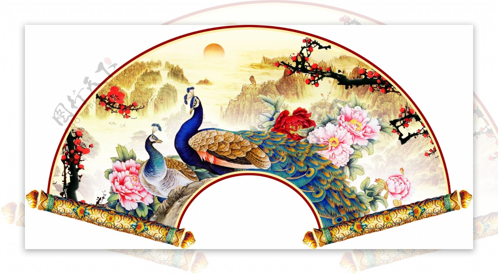 孔雀花卉装饰画图片