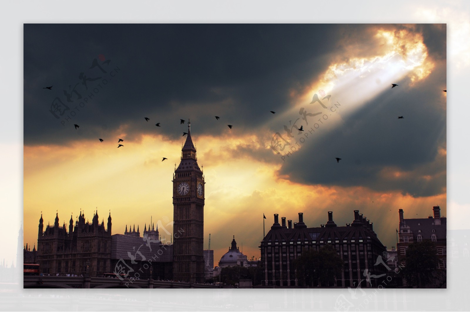伦敦黄昏前景色图片