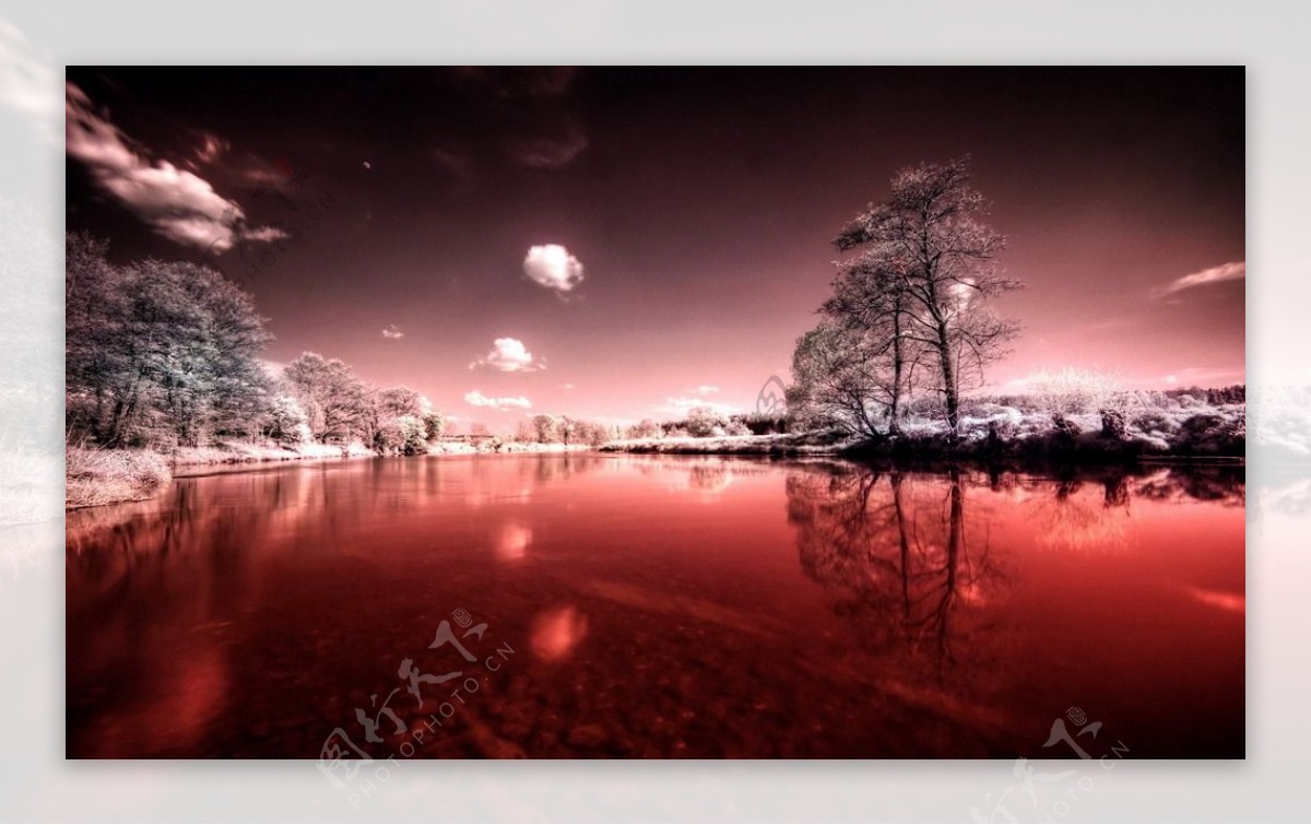 红河雪景图片