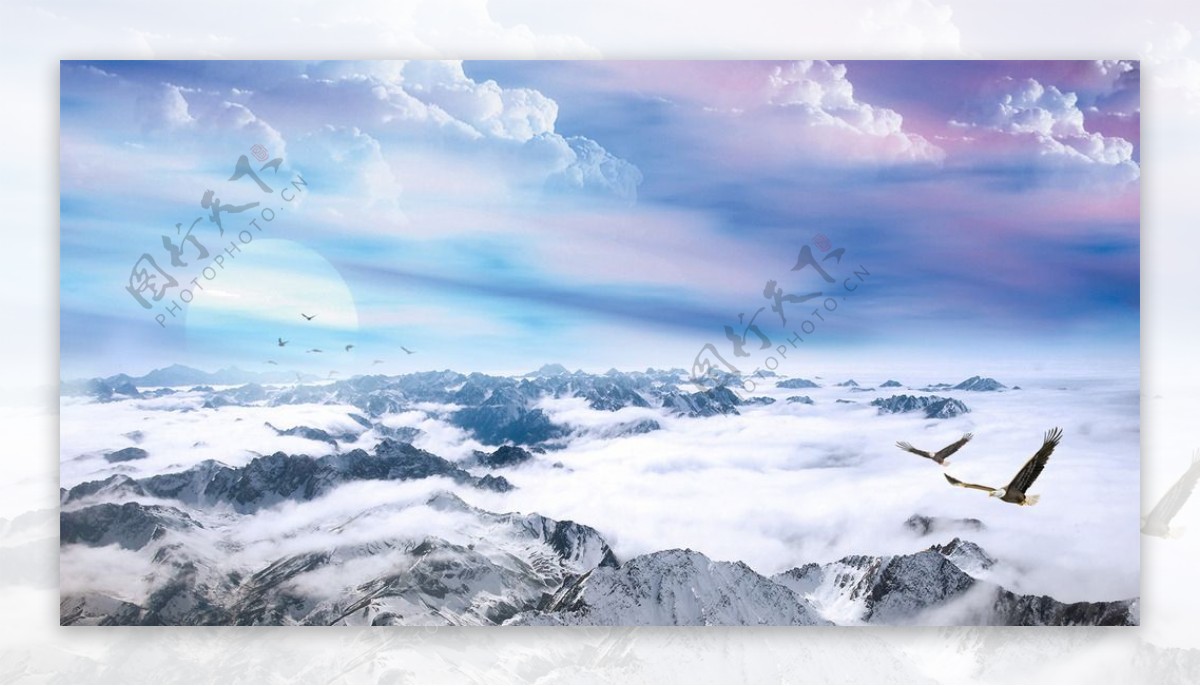 唯美祖山雪景图片