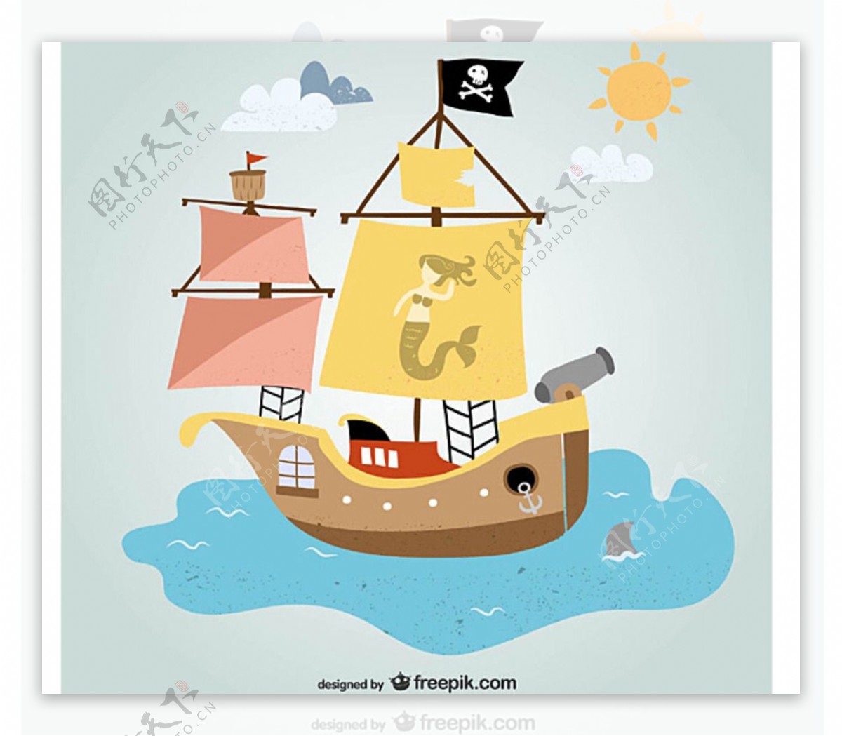 卡通海盗船图片
