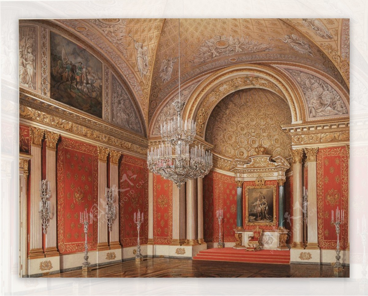 巴洛克宫殿前厅油画图片