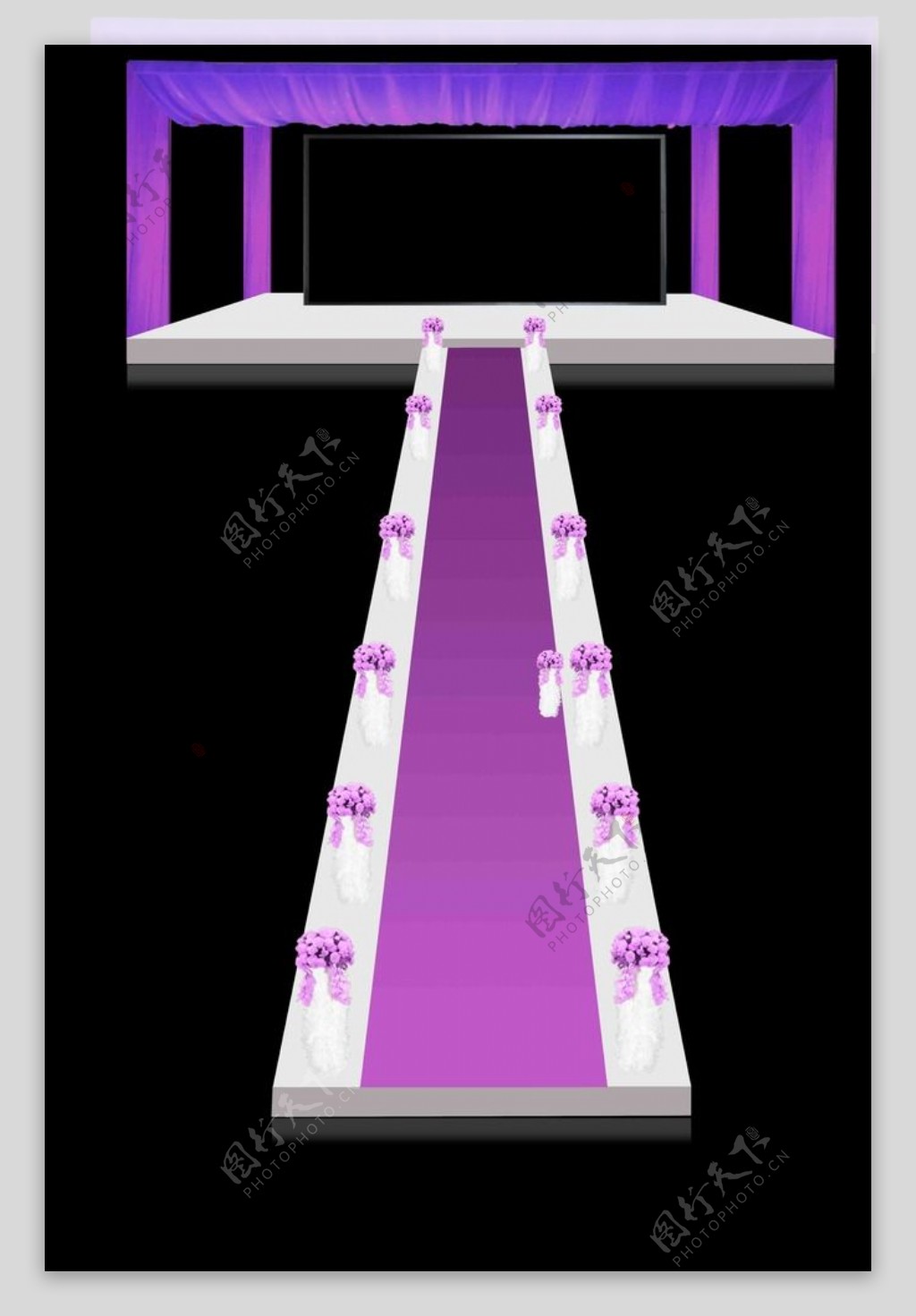 紫色婚礼舞台T台效果图图片