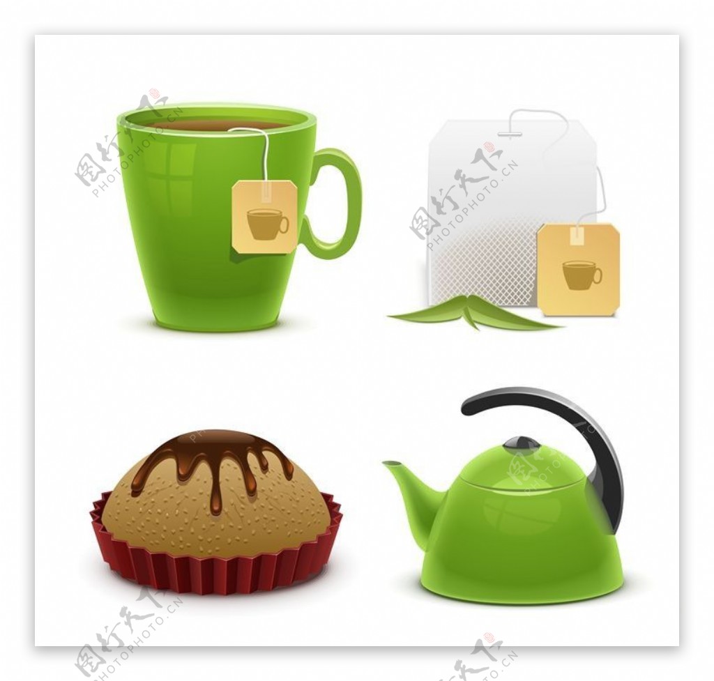 茶壶茶杯图标标志图片