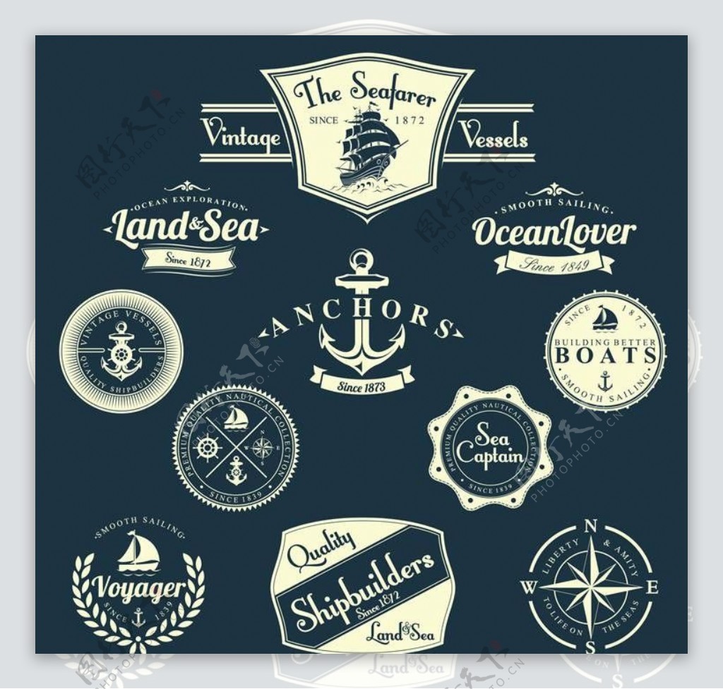 航海图标水手图标船锚图片