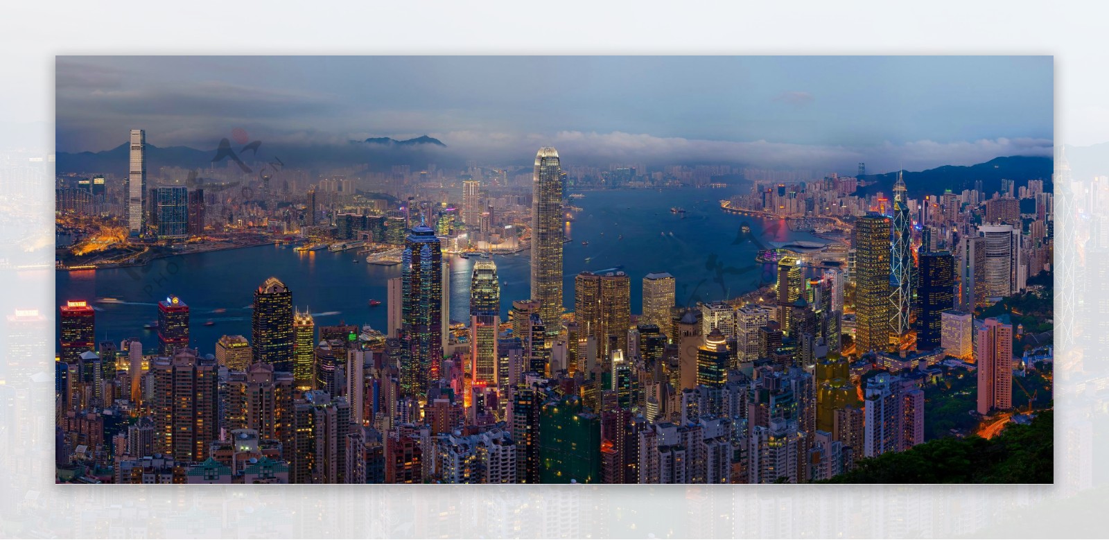 香港维多利亚港黄昏图片