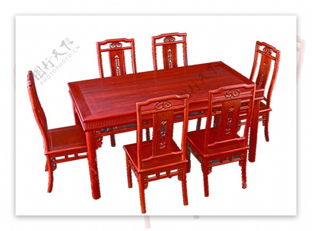 红木家具明式餐桌七件套图片
